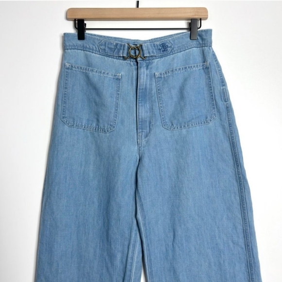 Polo by Ralph Lauren Margery High Rise Wide Leg Light Wash Jeans - 29R - Picture 7 of 13